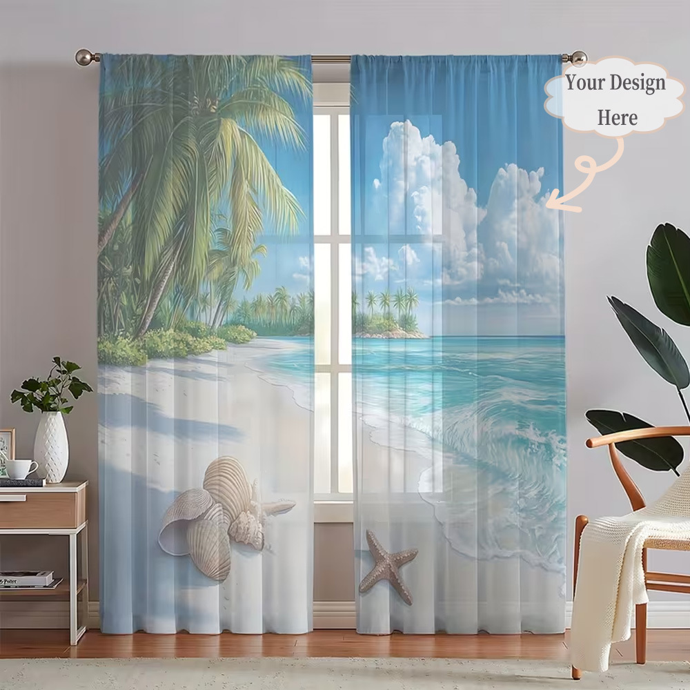 Home Textile - Custom 2D Flat 2pcs Sheer Curtains,