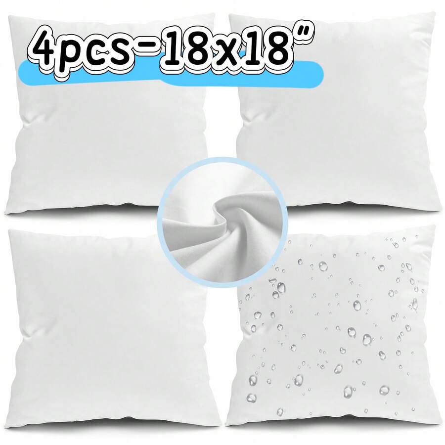 Pillow Insert 18X18 - 4 Pack Weather Outdoor Pillow Inserts,