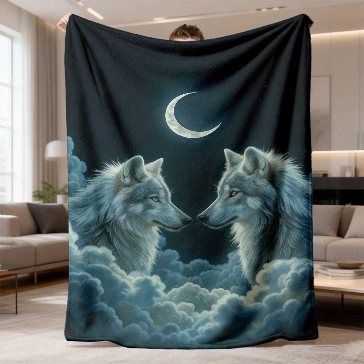 Crescent Moon Twin Wolves Flan - đánh giá và giá Home Textiles Face Towel