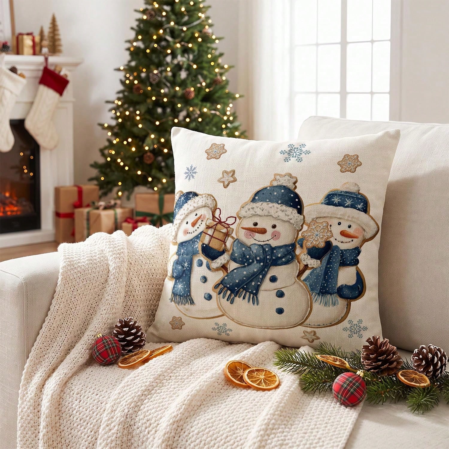 1pc Winter Snowman Snowflake 1 - đánh giá và giá Pillow Insert 18X18