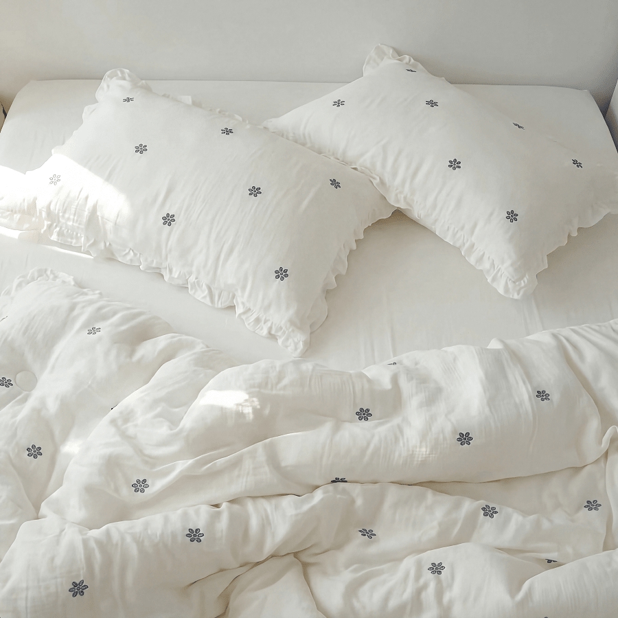 Girls 3Pcs White Ruffle Duvet  - đánh giá và giá Home Textiles Premium